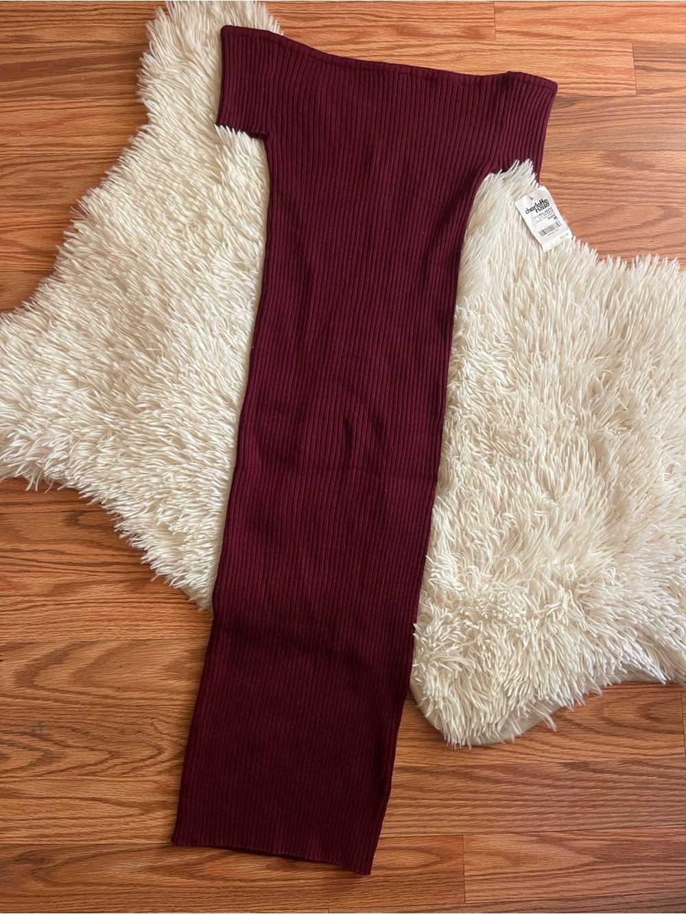 Ambiance Ribbed Knit Burgundy Bodycon Dress Medium *read description*